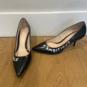 ZARA Unstoppable & Ambitious Slogan Black Heels